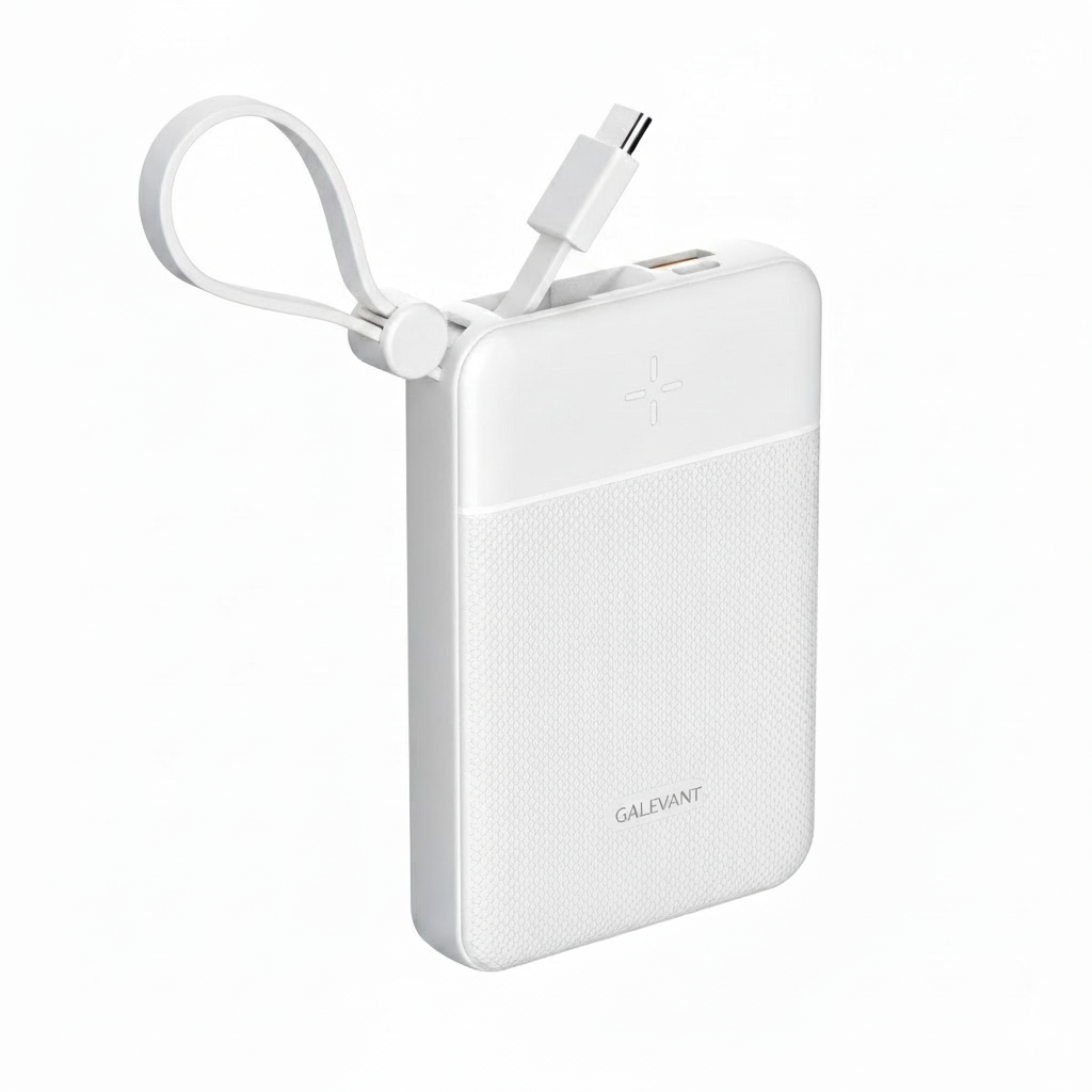 CoreCharge™ 10,000mAh Portable Power Bank with Built-In Cables