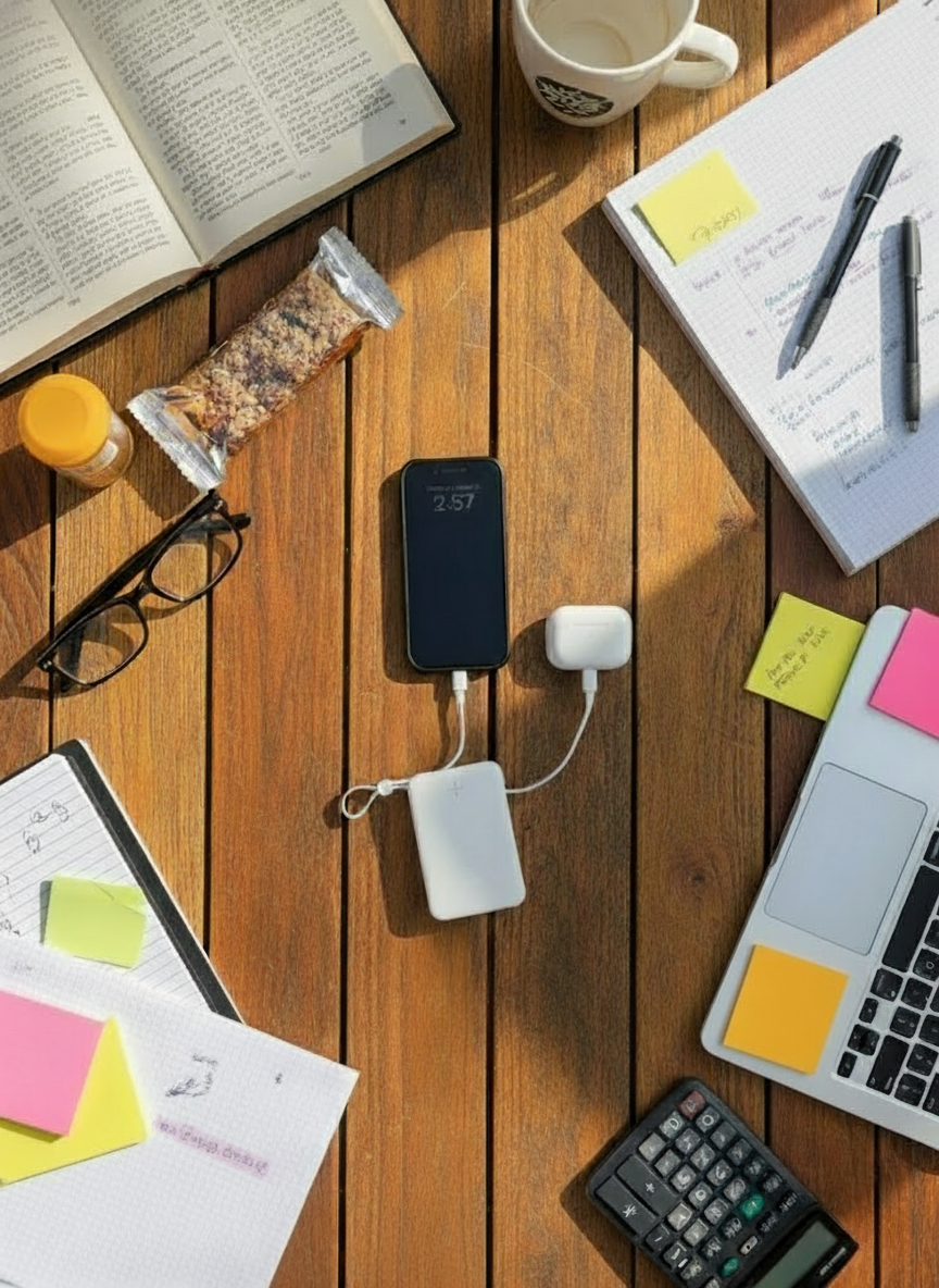 CoreCharge™ 10,000mAh Portable Power Bank with Built-In Cables