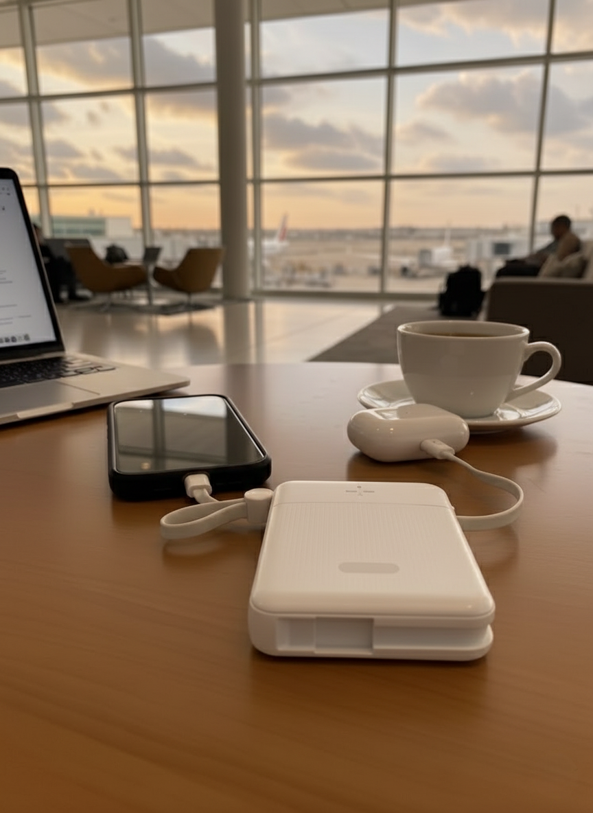 CoreCharge™ 10,000mAh Portable Power Bank with Built-In Cables