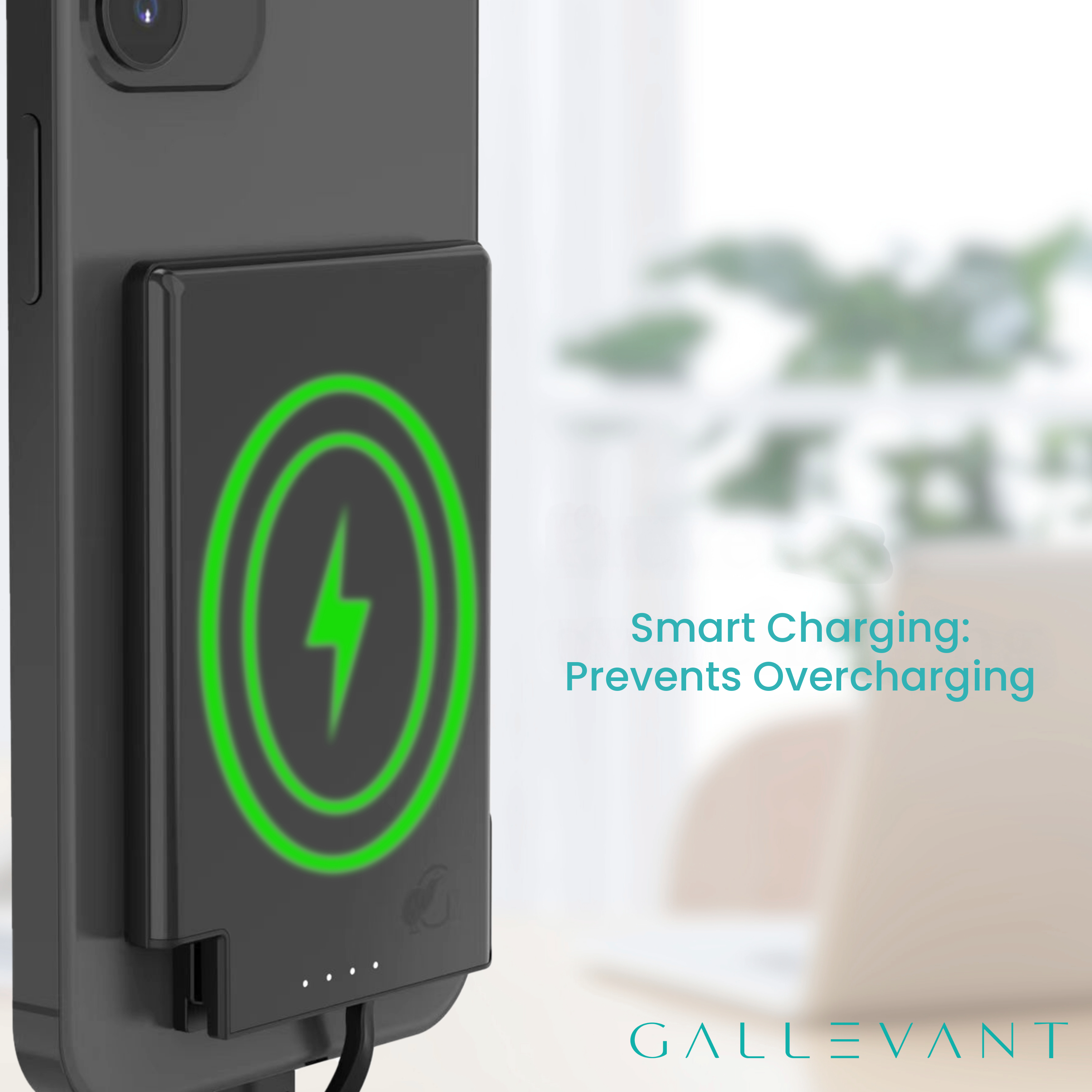 SlimCharge™ 5000mAh Magnetic Power Bank with Built-In Cables