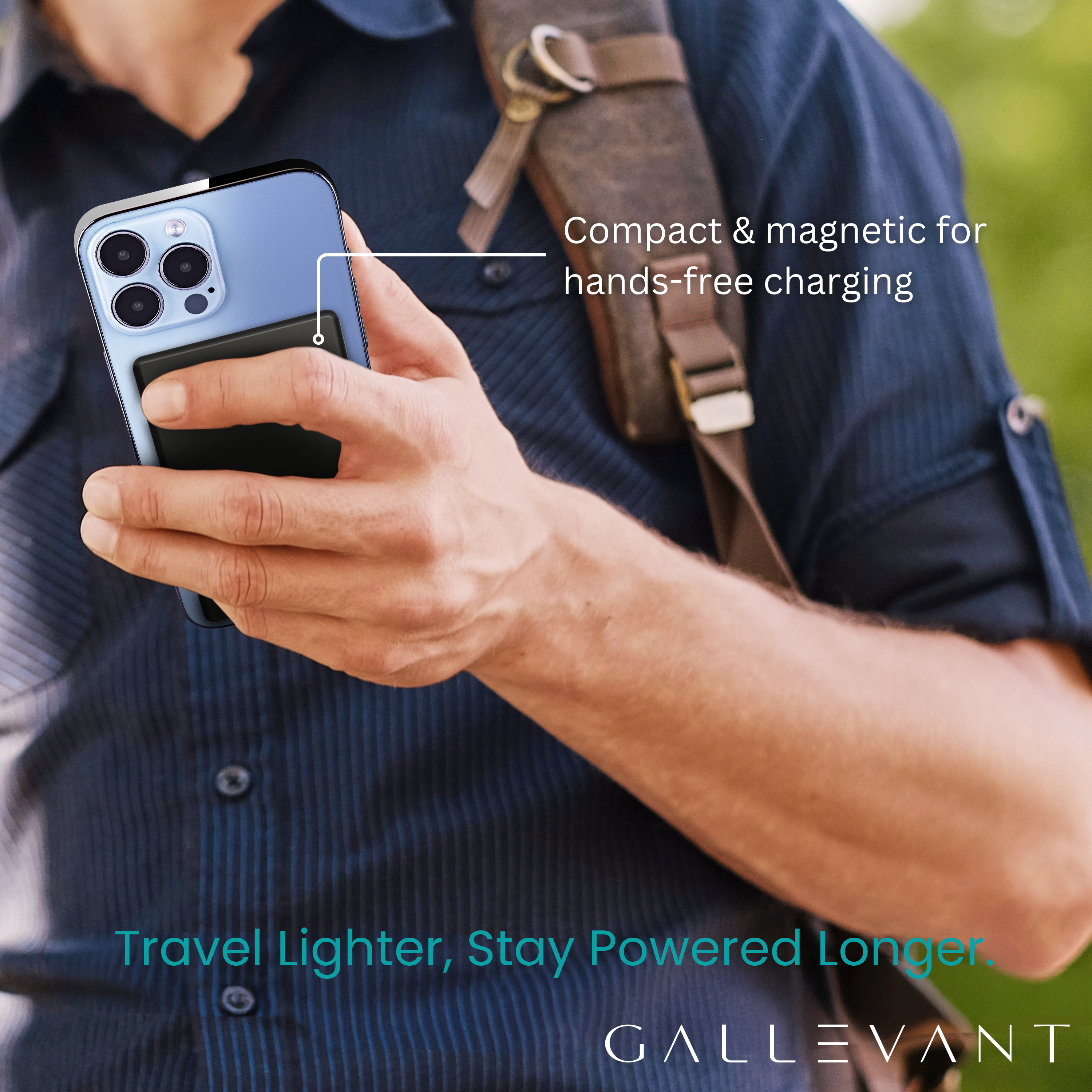 SlimCharge™ 5000mAh Magnetic Power Bank with Built-In Cables