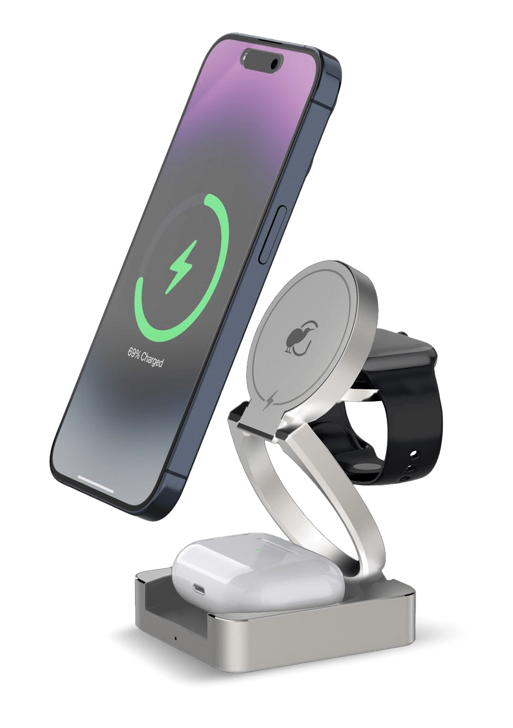 3-in-1 Wireless Foldable Charging Dock - White