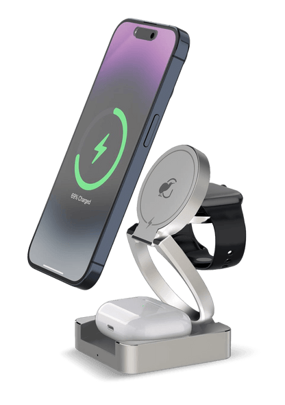 3-in-1 Wireless Foldable Charging Dock - White