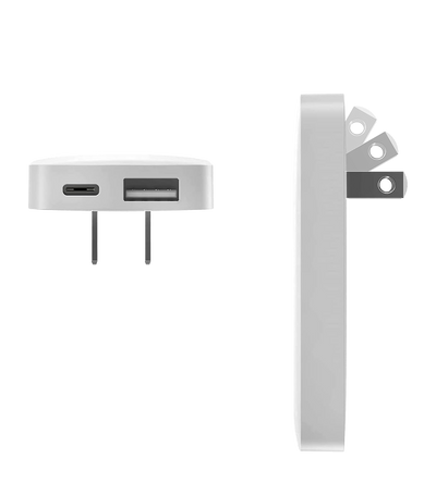 Black portable charger in beige travel pouch with adapters #color_white