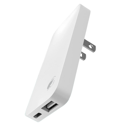 Alt text:
Black portable charger in beige travel pouch with adapters 