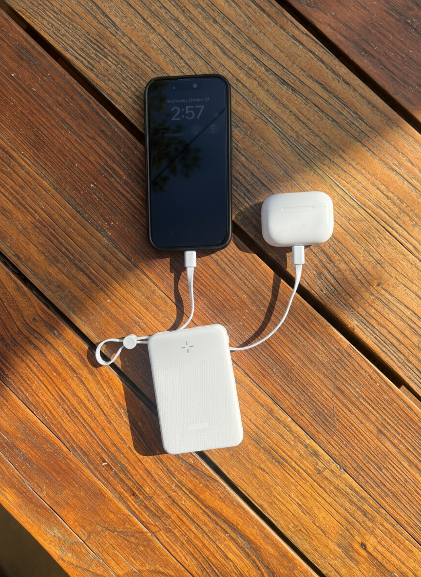 CoreCharge™ 10,000mAh Portable Power Bank with Built-In Cables