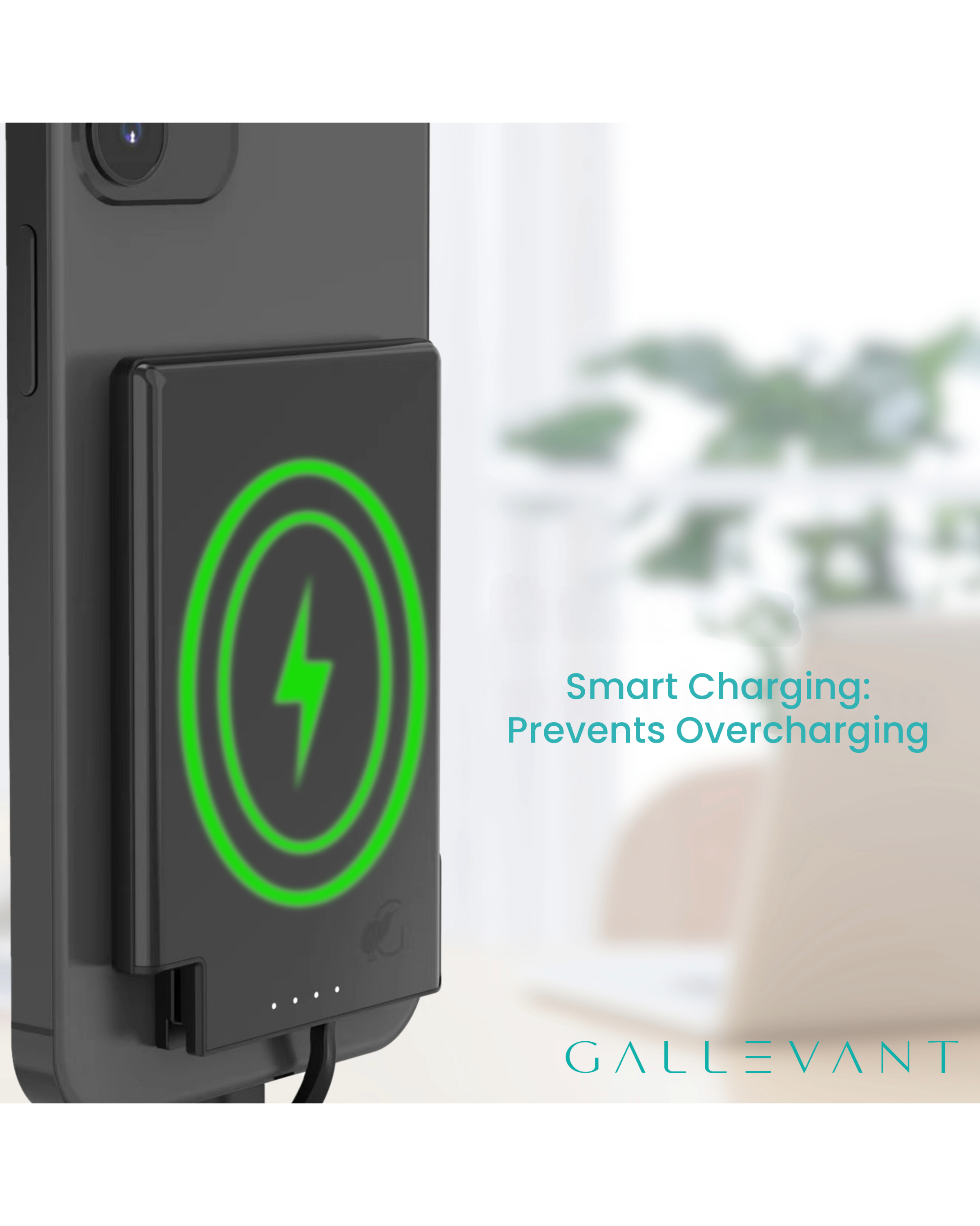 SlimCharge™ 5000mAh Magnetic Power Bank with Built-In Cables