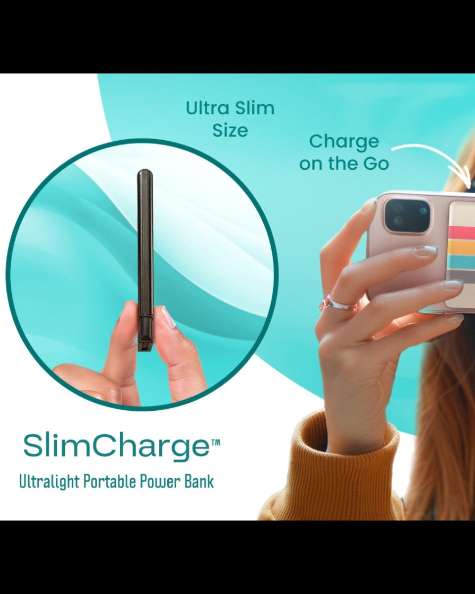 SlimCharge™ 5000mAh Magnetic Power Bank with Built-In Cables